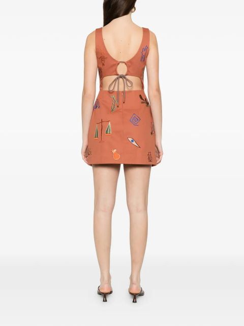 ALEMAIS x LRNLE Dusty embroidered mini dress - Orange