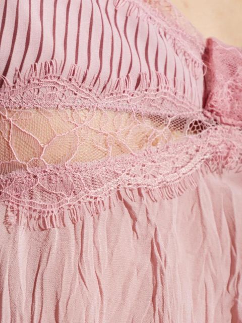 Blumarine Georgette lace-pannels V-neck top - Pink