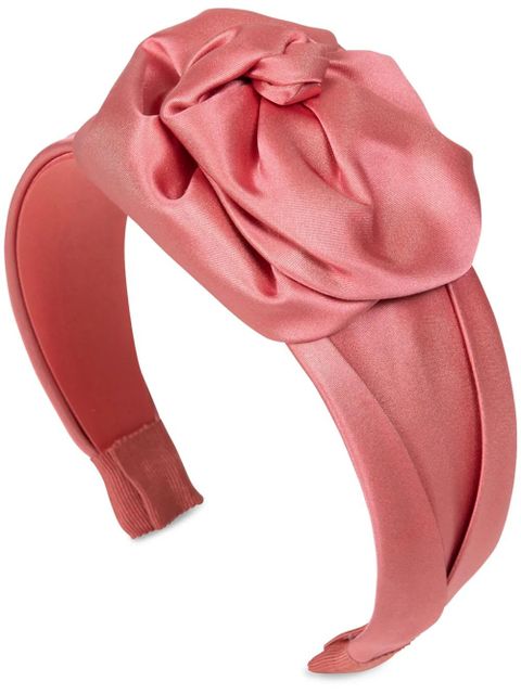 Jennifer Behr Rosalina floral-appliquéd silk headband - Pink - zdjęcie produktu nr 1