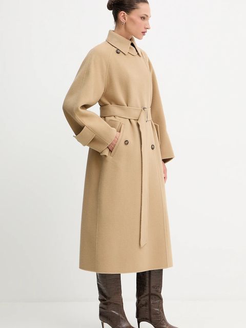 Weekend Max Mara płaszcz wełniany CADINE kolor beżowy 2525016022600 - zdjęcie produktu nr 2