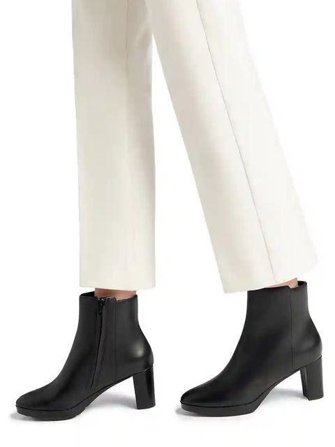 Geox botki skórzane D WALK PLEASURE 60 damskie kolor czarny na słupku D36TEC 00043 C9999