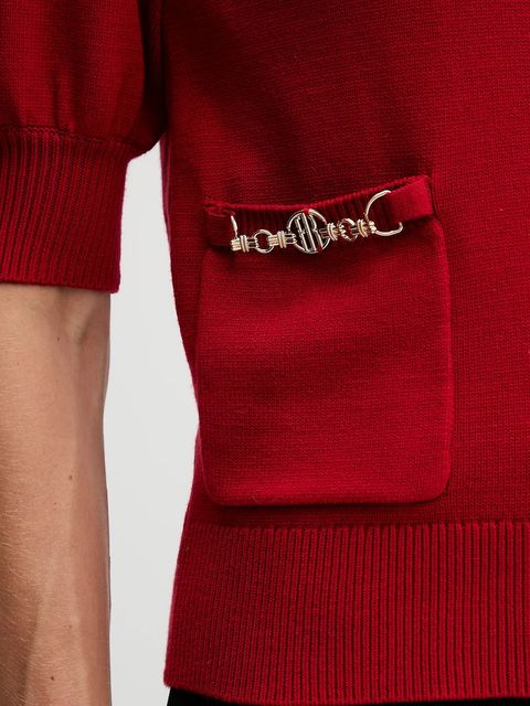 Fracomina sweter damskie kolor czerwony lekki FR25WT7019K55601