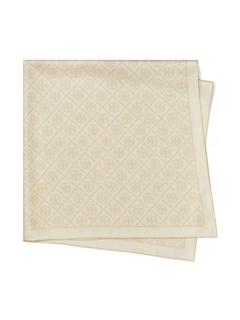 Tory Burch T Monogram silk square scarf - Neutrals - zdjęcie produktu nr 2