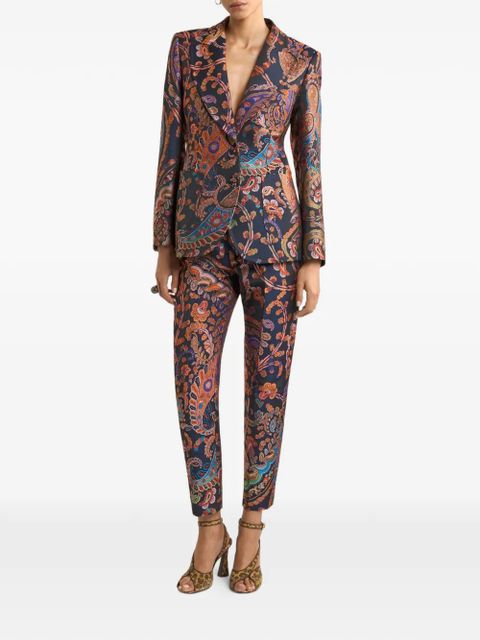 ETRO jacquard floral-paisley cigarette trousers - Blue - zdjęcie produktu nr 2