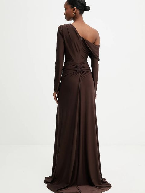 Answear.LAB sukienka kolor brązowy maxi dopasowana