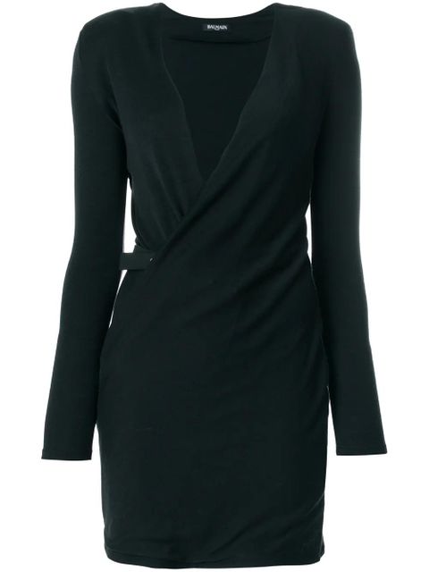 Balmain v-neck crossover dress - Black - zdjęcie produktu nr 1