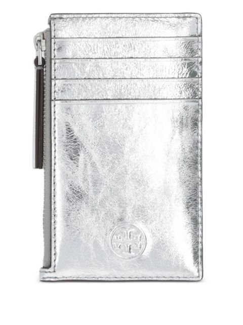 Tory Burch embossed-logo leather cardholder - Silver - zdjęcie produktu nr 1