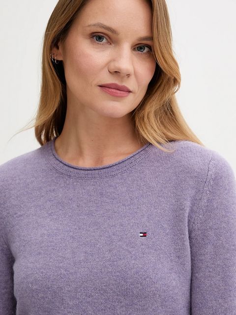 Tommy Hilfiger sweter wełniany damskie kolor granatowy lekkie WW0WW40264
