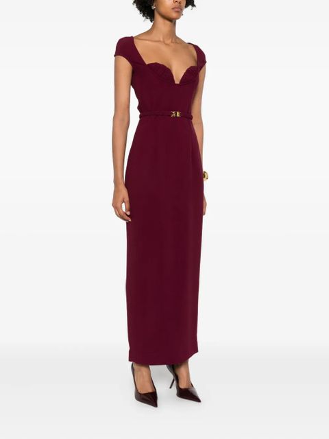 Rowen Rose belted cap-sleeve maxi dress - Red - zdjęcie produktu nr 2