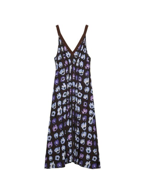 Prada floral-print marocain dress - Brown - zdjęcie produktu nr 1