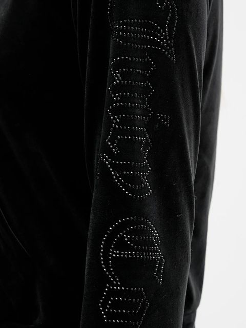 Juicy Couture bluza welurowa damska kolor czarny z aplikacją JCWCT225308
