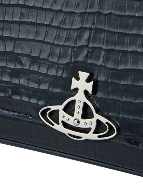 Vivienne Westwood small Hazel croc-embossed flap shoulder bag - Black