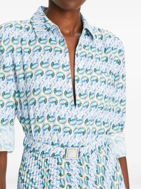 Tory Burch graphic-print twill dress - Blue