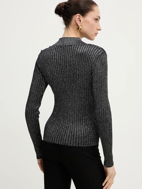 Morgan sweter damski kolor czarny lekki z półgolfem MCORIA