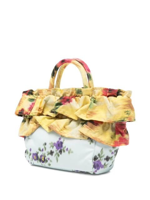 GANNI ruffled-trim tote bag - Yellow