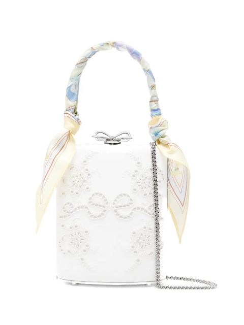 Self-Portrait bow-detail clutch bag - White - zdjęcie produktu nr 1