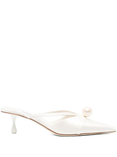 Jimmy Choo 50mm pearl-embellished heeled mules - White - zdjęcie produktu nr 1