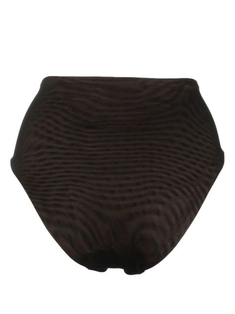 Self-Portrait gathered high-waisted bikini bottoms - Black