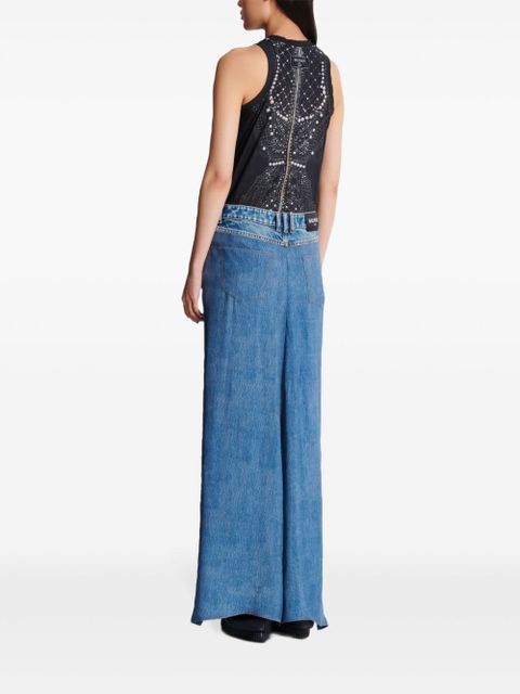 Balmain draped denim skirt - Blue