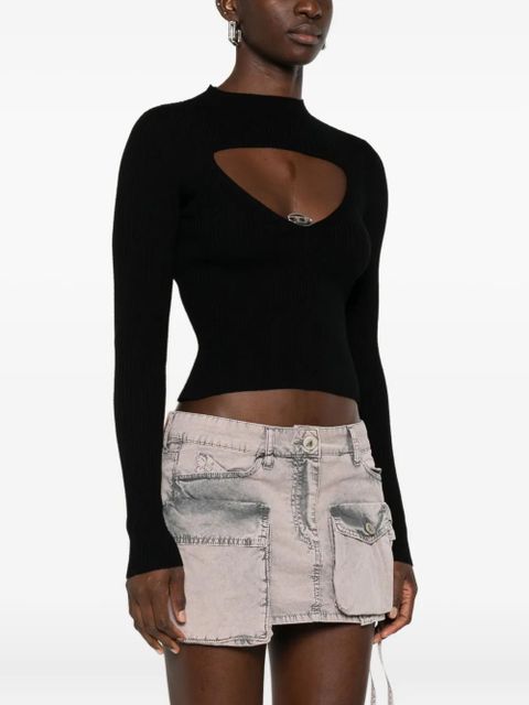 Diesel keyhole-neckline ribbed top - 9XX NERO