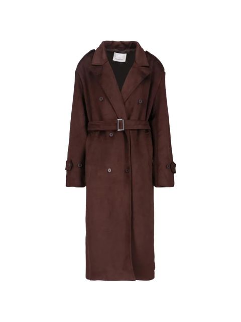 The Frankie Shop Pembroke double-breasted belted coat - Brown