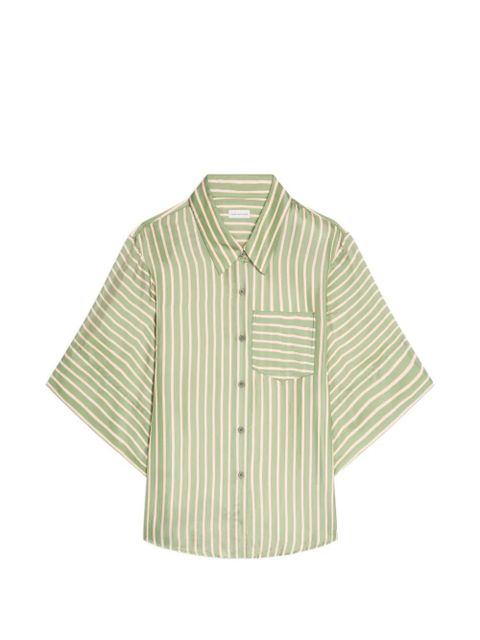 DRIES VAN NOTEN striped short-sleeve shirt - Green - zdjęcie produktu nr 1