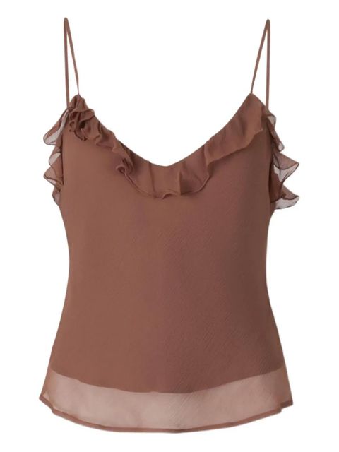 STAUD ruffled spaghetti-strap blouse - Brown - zdjęcie produktu nr 1
