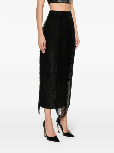 Alexander McQueen fringe-detail panelled skirt - Black - zdjęcie produktu nr 2