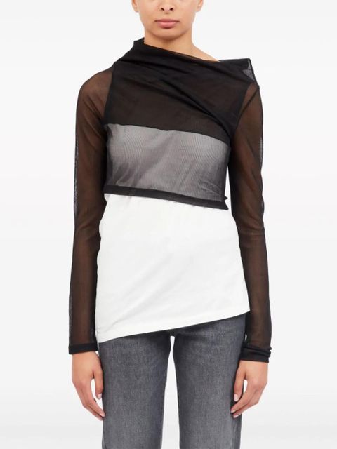 MM6 Maison Margiela semi-sheer asymmetric top - Black - zdjęcie produktu nr 2