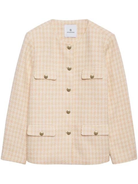 ANINE BING Janet houndstooth tweed jacket - Neutrals - zdjęcie produktu nr 1