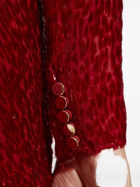 Self-Portrait lurex-detail silk dress - Red