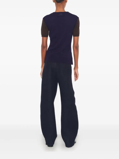 Tory Burch short-sleeve buttoned wool T-shirt - Blue