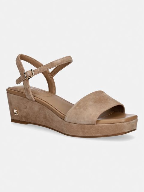 Tommy Hilfiger sandały na koturnie zamszowe SUEDE WRAPPED MID WEDGE - zdjęcie produktu nr 2