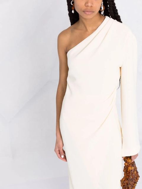 Nanushka one-shoulder midi wrap dress - Neutrals