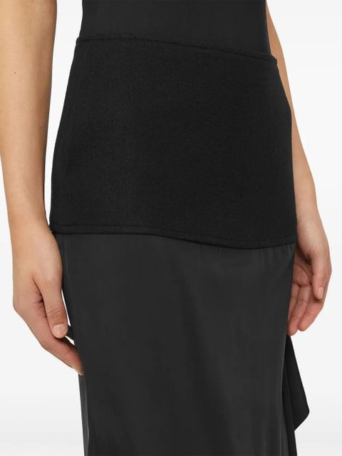Jil Sander wool draped midi skirt - Black