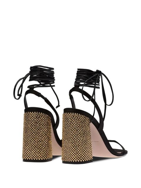 Miu Miu 100mm ankle tie-fastening sandals - Black