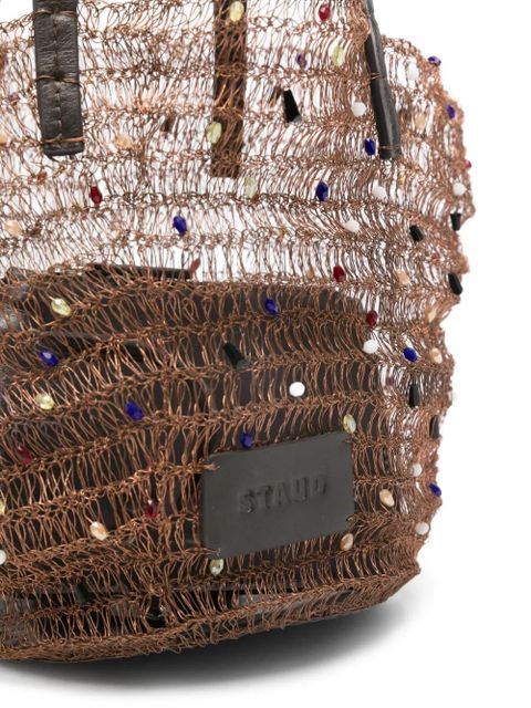 STAUD Jewel beaded tote bag - Brown