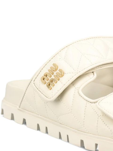 Miu Miu quilted logo sandals - Neutrals
