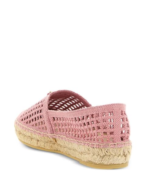 Prada crochet-knit logo-plaque espadrilles - Pink