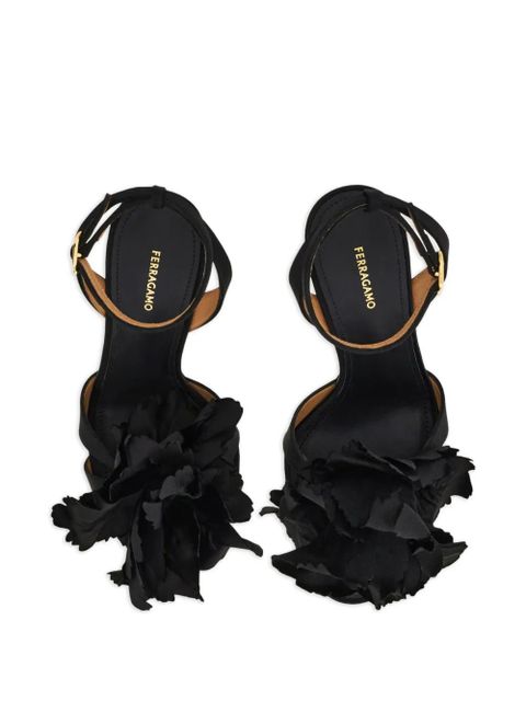 Ferragamo flower-embellished heeled sandals - Black
