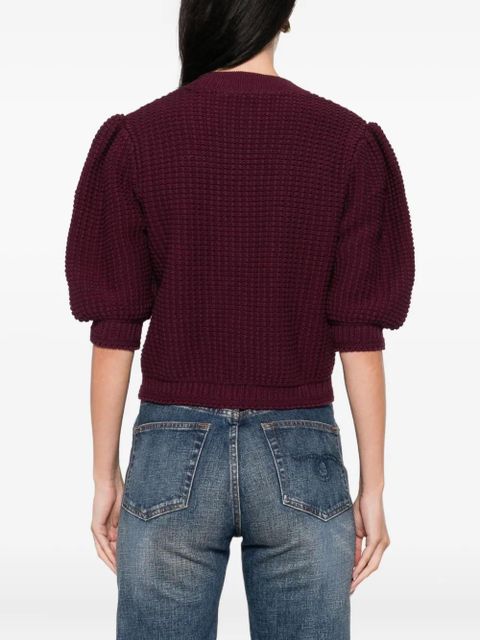 Ba&Sh Garance puff-sleeve cardigan - Red