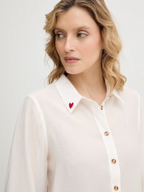 Never Fully Dressed koszula Miley damska kolor biały regular z kołnierzykiem klasycznym NFDTO2023