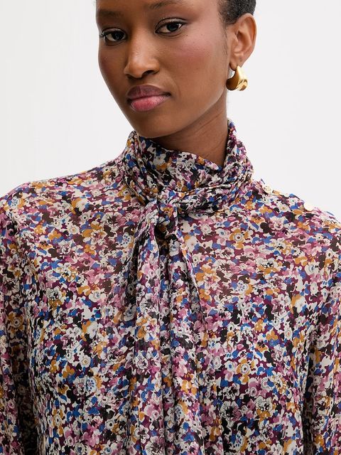 Liu Jo bluzka z jedwabiem kolor fioletowy wzorzysta MF5386 T2559