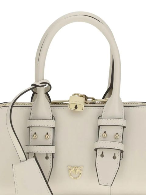 PINKO padlock logo-charm shoulder bag - White