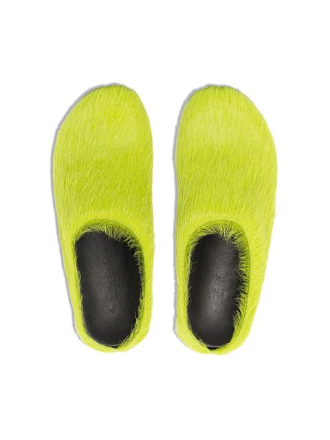 Marni round-toe calf-hair mules - Green