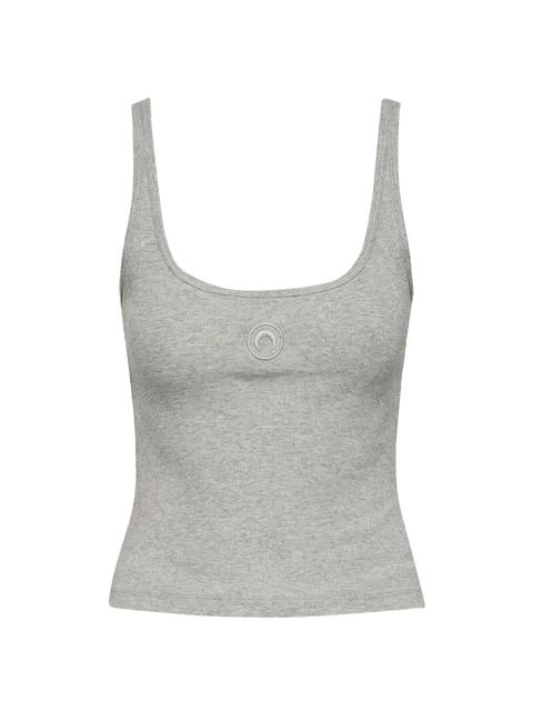 Marine Serre moon logo ribbed cropped T-shirt - Grey - zdjęcie produktu nr 1