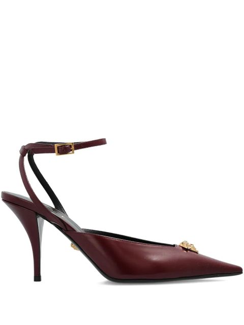 Versace 85mm La Medusa embellished pointed-toe heeled pumps - Red - zdjęcie produktu nr 1