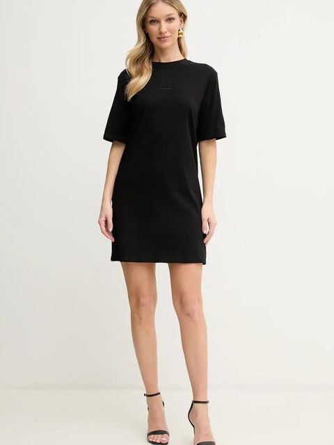 Armani Exchange sukienka bawełniana kolor czarny mini prosta XW000825 AF10356 - zdjęcie produktu nr 1