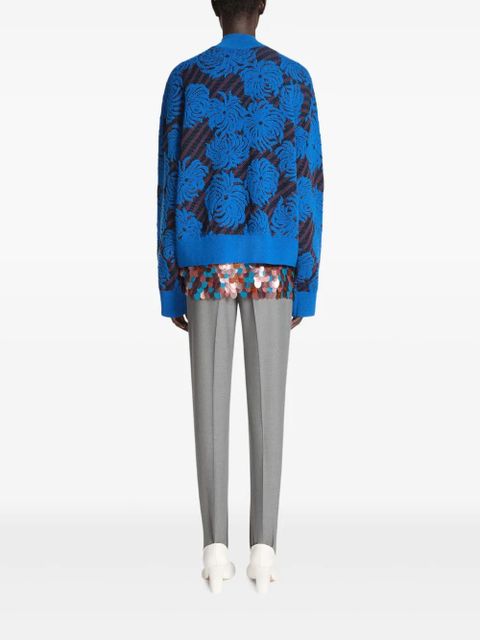 DRIES VAN NOTEN floral-jacquard sweater - Blue