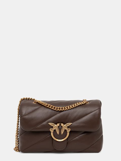 Pinko torebka skórzana kolor brązowy 100038 A0F2 - zdjęcie produktu nr 1